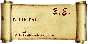 Bulik Emil névjegykártya